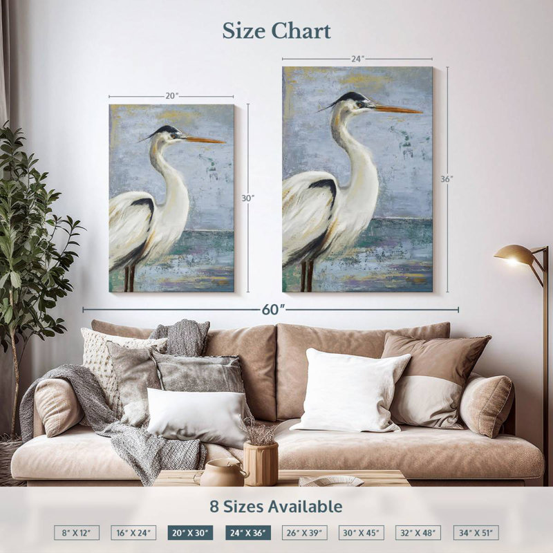 Brampt Blue Heron On Blue I, 36" H x 24" W