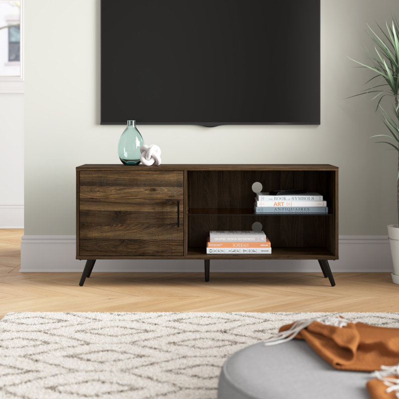 Villela Unfinished TV Stand for TVs up to 60", Dark Walnut