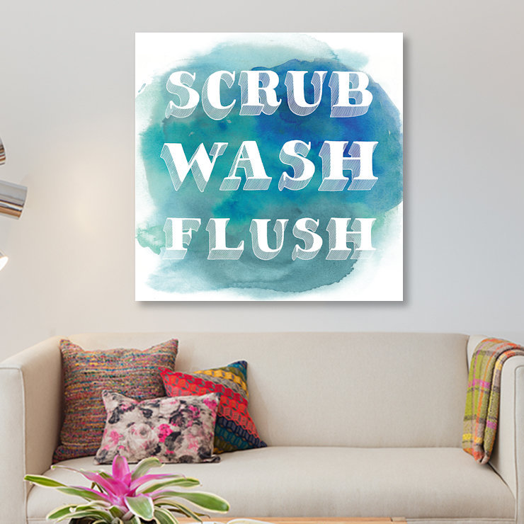«Bathroom Do's I», art textuel sur toile, H 18 po x l 18 po x P 1,5 po, Toile tendue, Pas de tapis