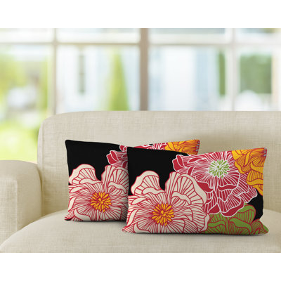 Floral Outdoor Reversible Throw Pillow