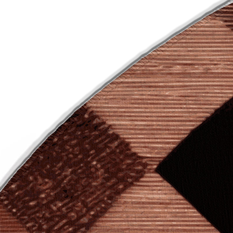 Tapis d'intérieur et d'extérieur à carreaux brun, Rond 5 pi