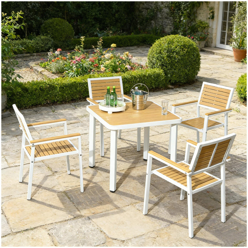 Ensemble de mobilier de salle à manger d'extérieur, table de patio 5 pièces et chaises