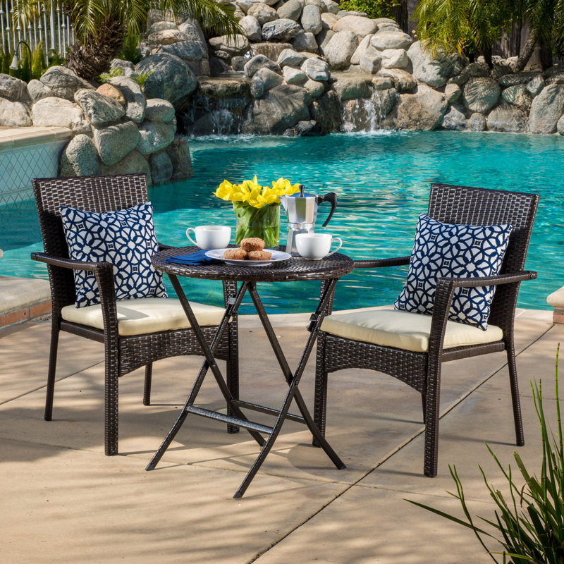 Wicker Patio Table Two Person Patio Set Round Outdoor Bistro Set