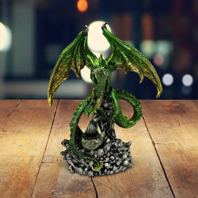 10.25"H LED Green Dragon with Icicle Figurine