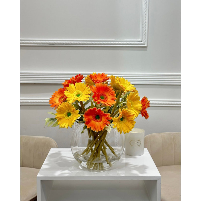 Orange-Yellow Real-Touch Gerbera Daisy Centerpiece