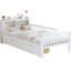 Lit simple blanc avec support de rangement pour tête de lit et garde-corps - Compartiments de construction durables-130080256