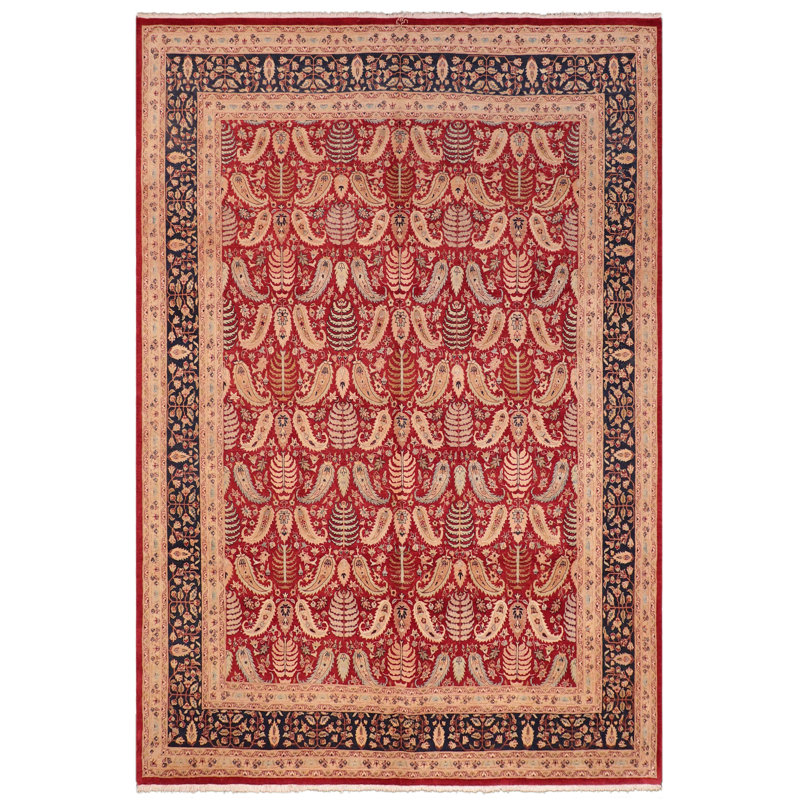 Tapis unique noir, rouge et brun clair de 8 pi x 9 pi 10 po Parid