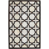 Area Cowhide Geometric Area Rug in Cola/Cream