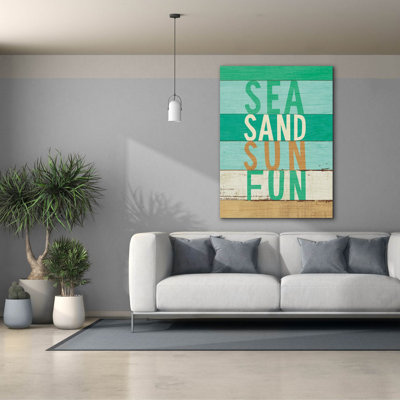 Toile épique Graffiti «Beachscape Inspiration Viii Green» par Michael Mullan, art mural 40 po x 54 po