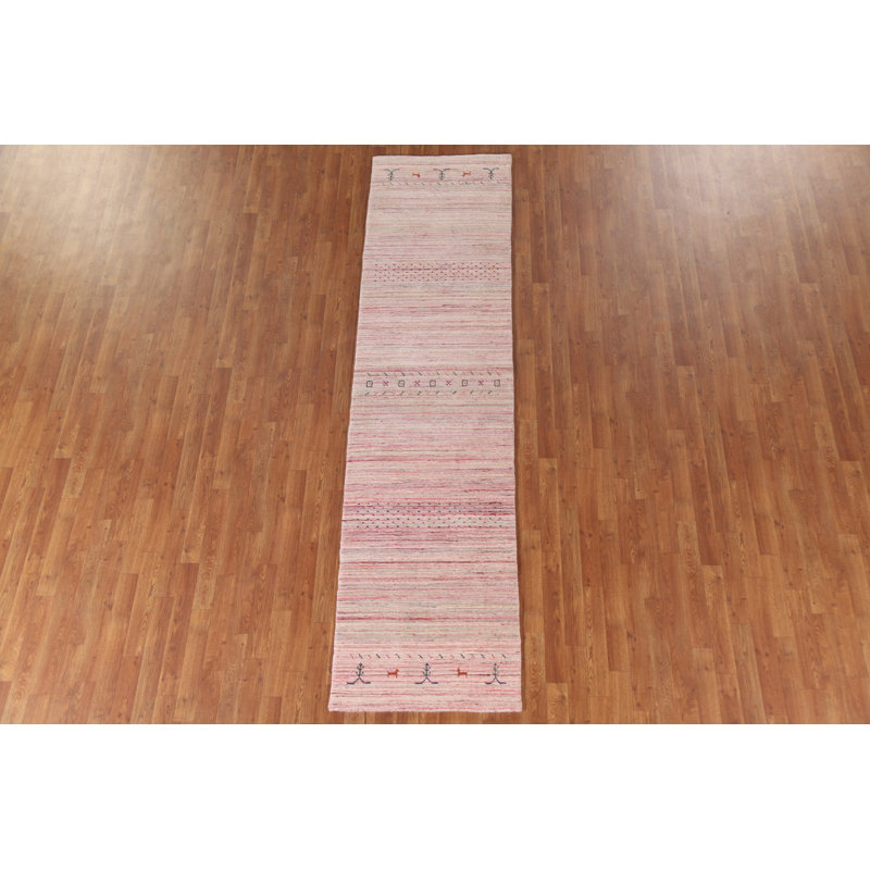 Striped Gabbeh Wool Runner Rug 3x10
