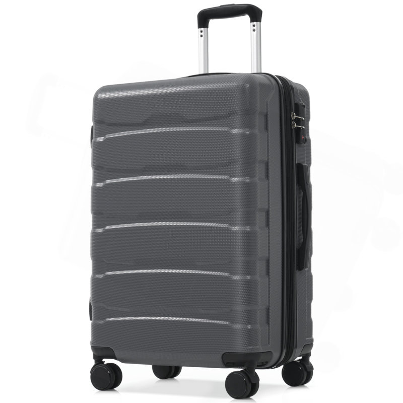 Valise 24 po Hardshell ABS à carreaux, valise de voyage extensible durable avec roulettes pivotantes, verrou TSA