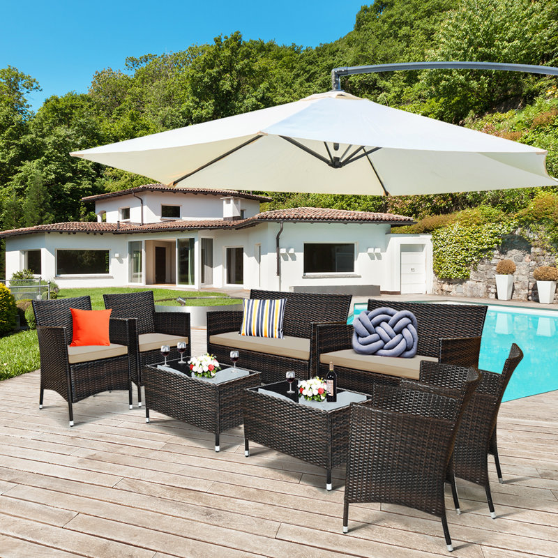 Lodoga 8 - Person Patio Conversation Set with Cushions