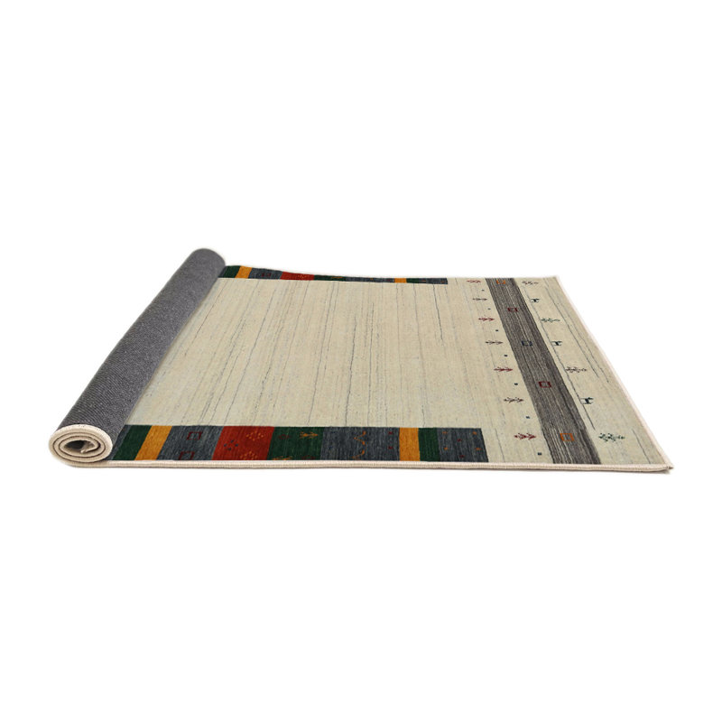 Tapis beige/rouge contemporain, Rond 8 pi