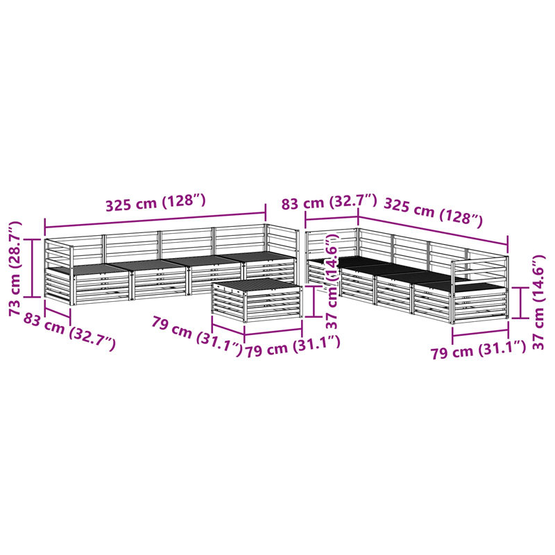 325cm Wide Patio Sectional Set