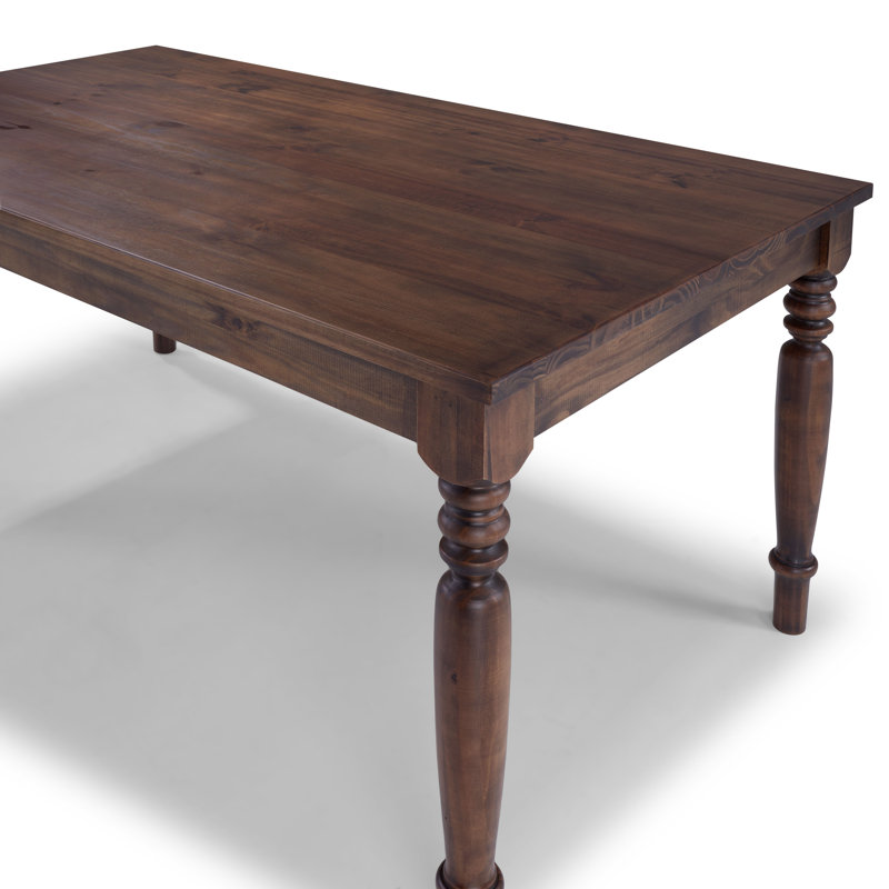 Caydn Pine Rectangular Solid Wood Top with Solid Wood Base Dining Table, Mahogany
