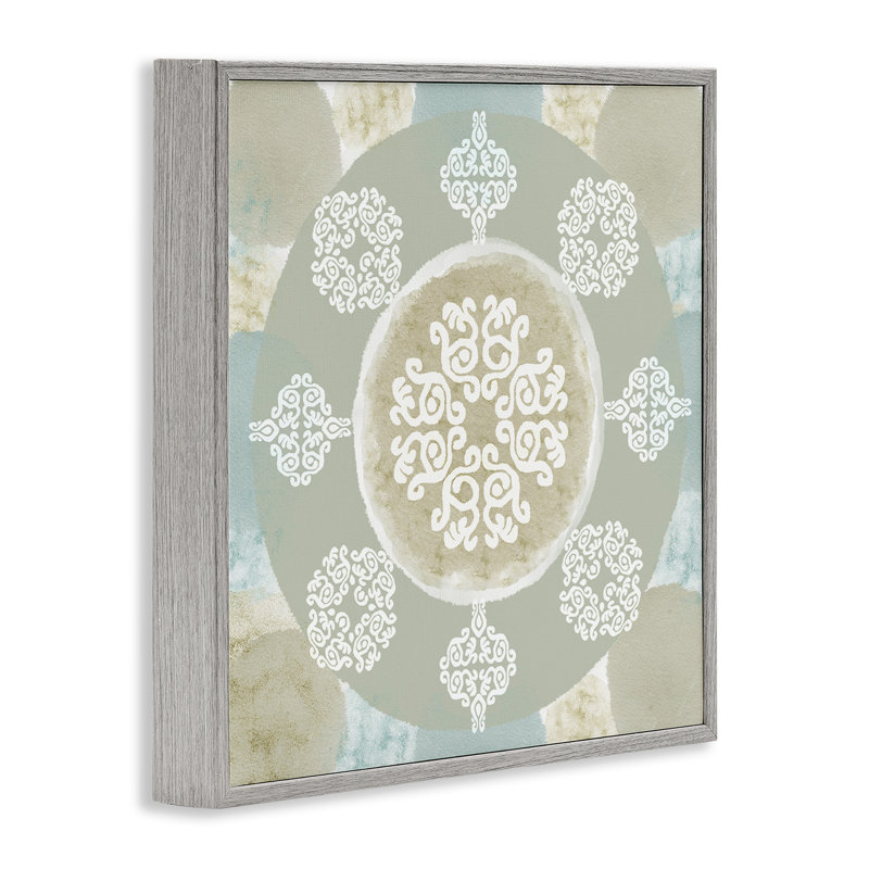 Menthe et beige mandala, estampe numérique encadrée par Flora Kouta, Estampe numérique Farmhouse, H 24 po x l 24 po
