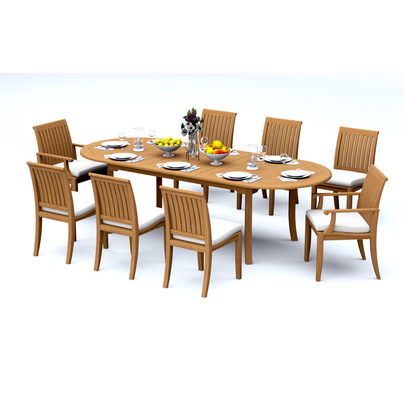 Ensemble repas 9 pièces teck luxueux Linco