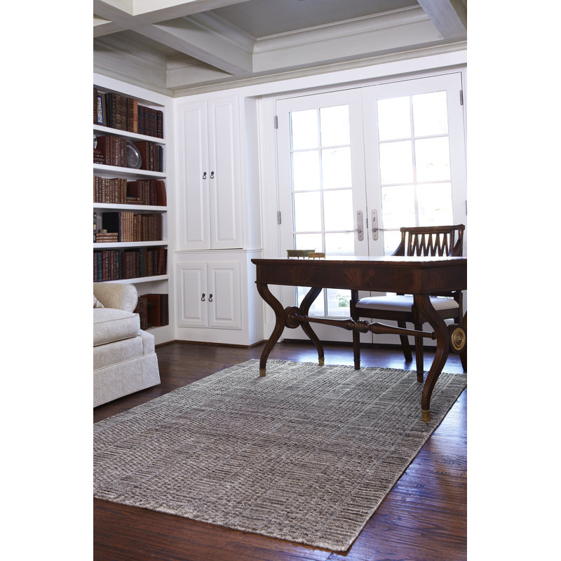 Hadley Hand-Knotted Gray Wool and Cotton Area Rug, 5' x 7'
