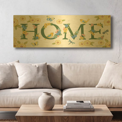 «Bloom & Grow Home» par Annie Lapoint, art mural en métal doré, 36 po x 12 po
