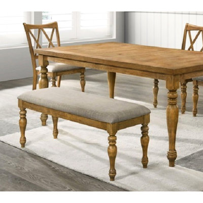 Banc rétro avec coussin pour la salle à manger, décor, matériau en bois d'hévéa, salle à manger naturelle profonde de 16 pouces, conception, coussin en mélange de lin, 19,46 livres