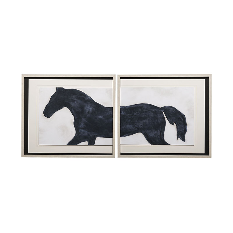 Équitation «Beauties-Halt» par Kristine Hegre, reproduction d'art encadrée sous verre