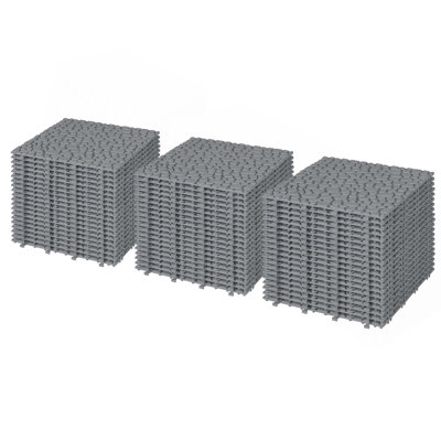 Carreaux de terrasse 12 po x 12 po à emboîtement en plastique imperméable et antidérapant pour salle de bain, balcon, porche, capacité de poids élevée jusqu'à 440 lb, motif de galets de pierre