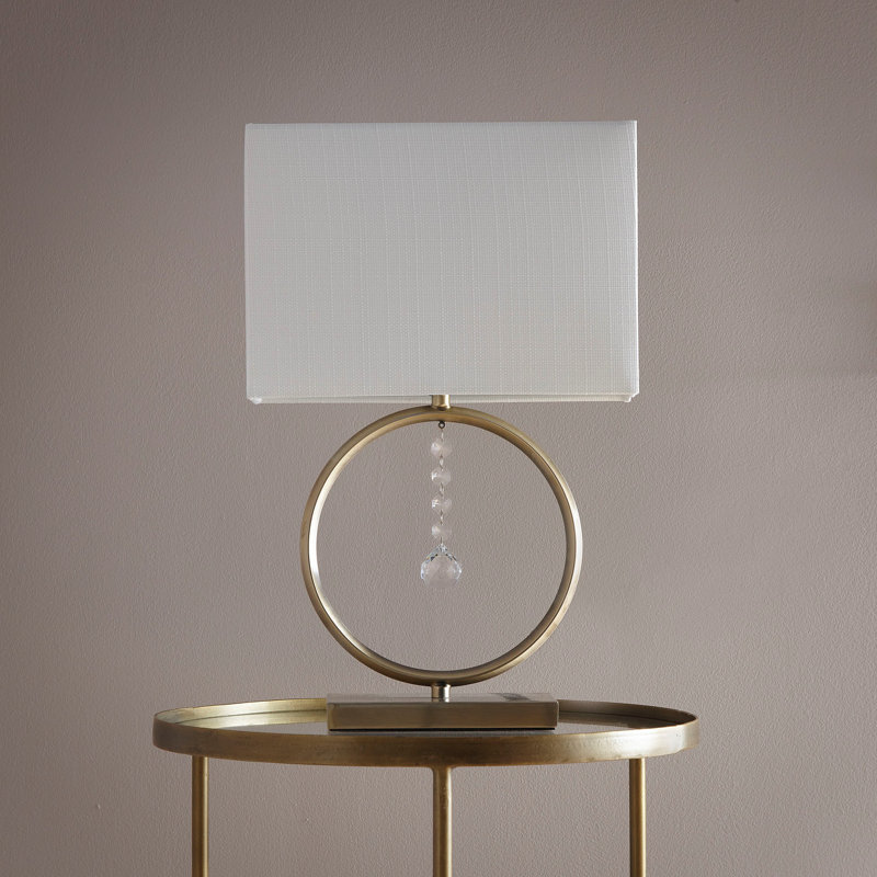 Wynne Metal Table Lamp, Antique Brass/White