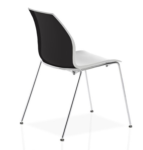 Chaise d'invité à 4 pieds Vortex, Noir / blanc