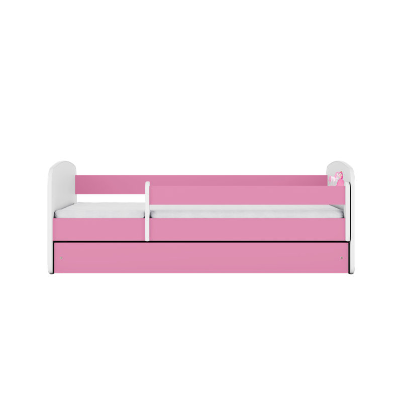 Cicero Drawer Convertible Bed and Mattress, European Toddler (80 x 180 cm), Pink/White
