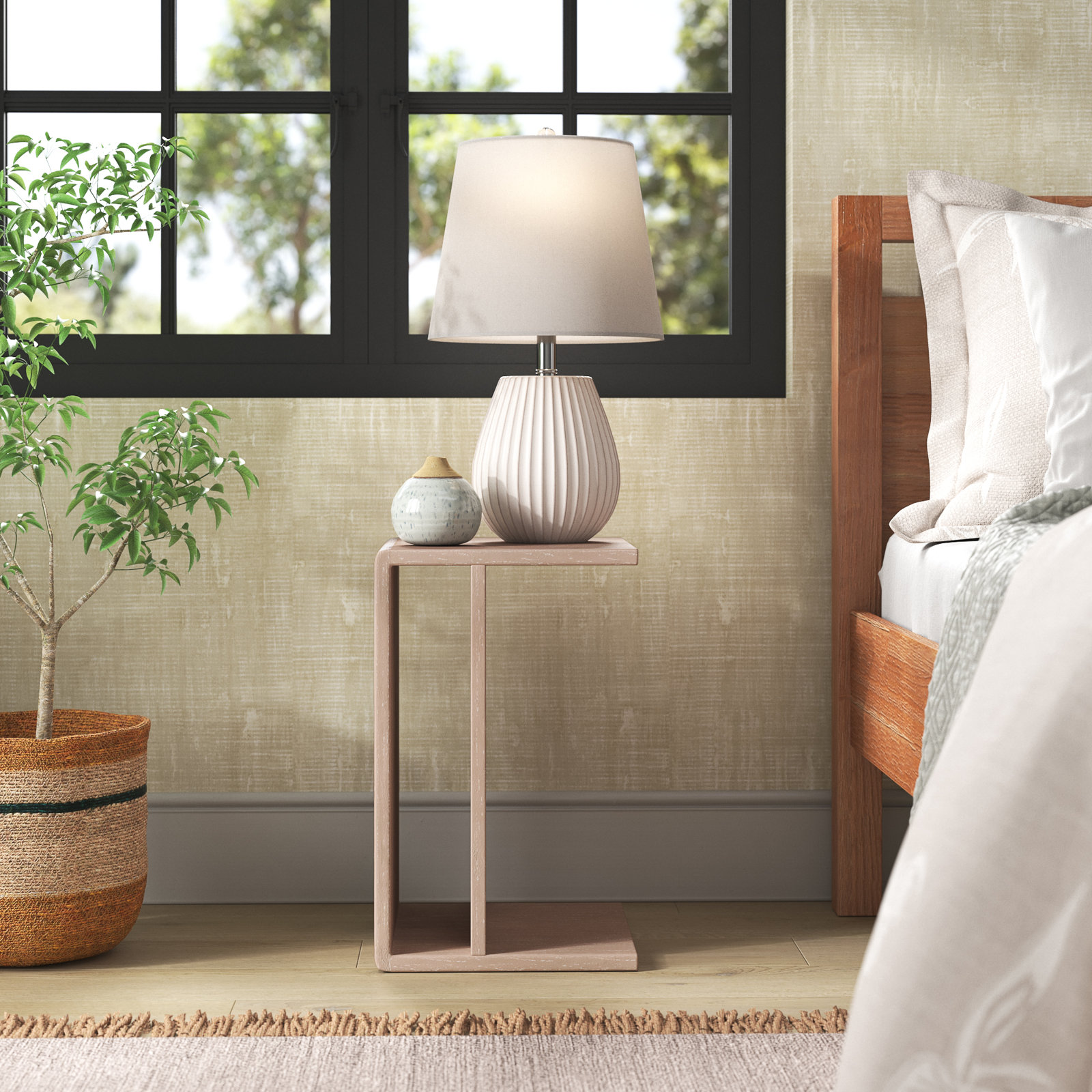 Kegan Solid Wood End Table, White Wash