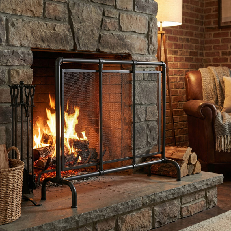 Pare-étincelles en fer 1 panneau Celeste l 36 po x H 29 po Celeste