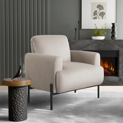 Nerene 35.3" Upholstered Soft Modern Round Arm Accent Chair in Velvet by Ivy Bronx