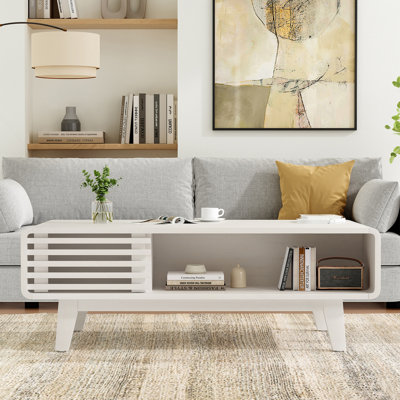 Table basse, table moderne avec rangement, table basse style Mid-Century Farmhouse