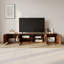 Meuble télé moderne de 240 cm (94,5 po) avec portes vitrées cintrées et rangement multimédia