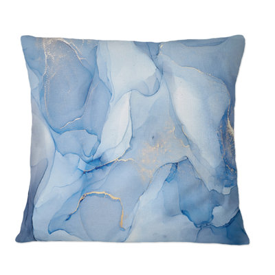 Art à encre liquide dans des tons de bleu clair I - Coussin décoratif imprimé moderne