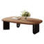  Table basse ovale moderne de 45 po, table centrale à grain de bois pour le salon