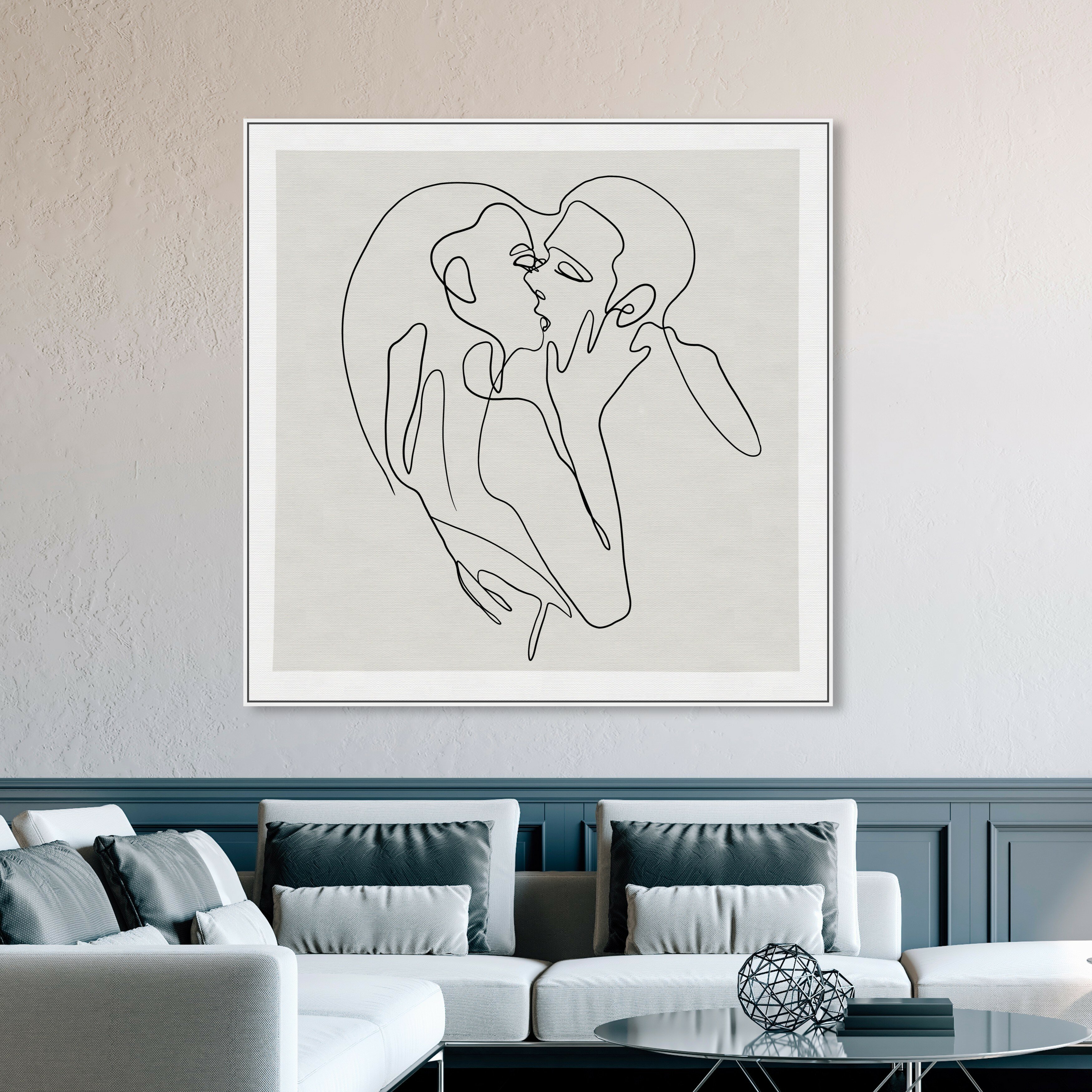 Romantic Kiss Faces Lips Closeup Couple Drawing by Ros Ruseva Print