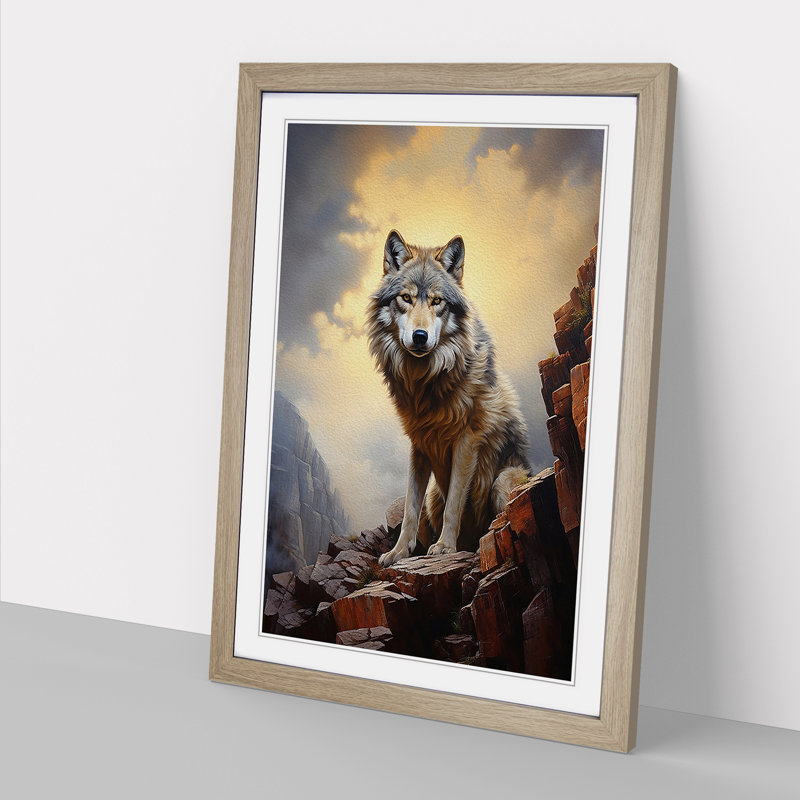 Wolf Hard Edge No.2 - Single Picture Frame Print on Wood, Oak, 46cm H x 34cm W x 2cm D