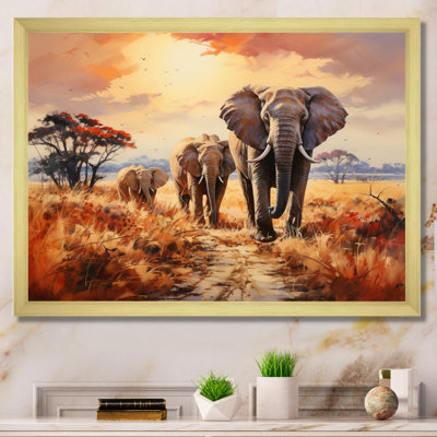 Éléphant d'Afrique, prairies d'Afrique I, reproduction sur toile