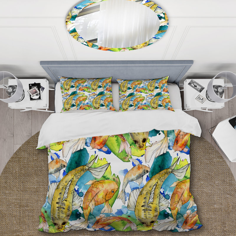 Ensemble de housse de couette en microfibre jaune / vert 3 pièces