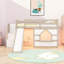 Lit mezzanine simple bas avec escalier de rangement, glissade et éclairage multicolore-934843604