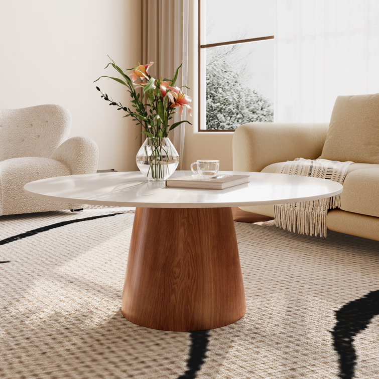 Yardley Round Coffee Table Wooden Pedestal Table