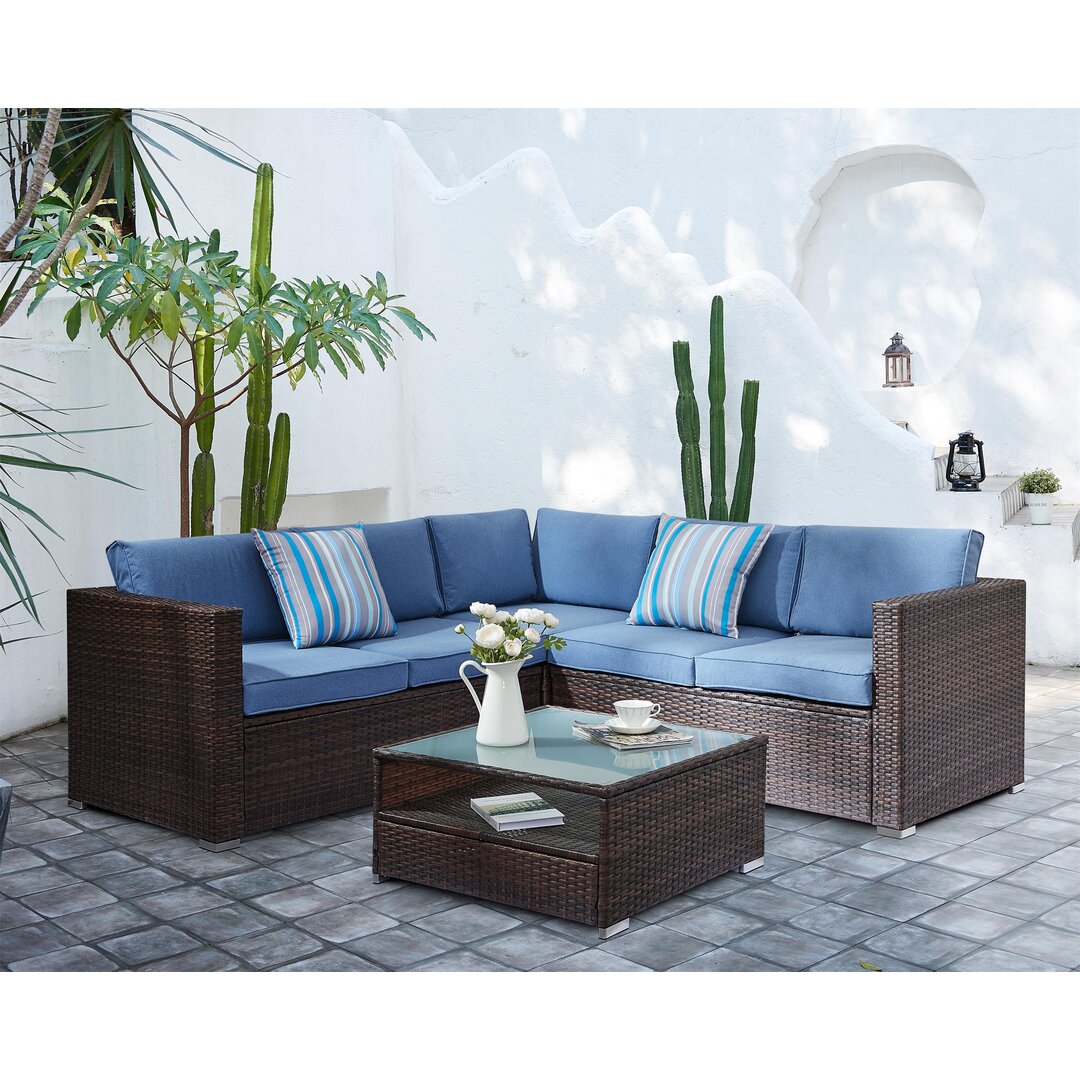 4-Sitzer Lounge-Set Damauri aus Polyrattan mit Polster