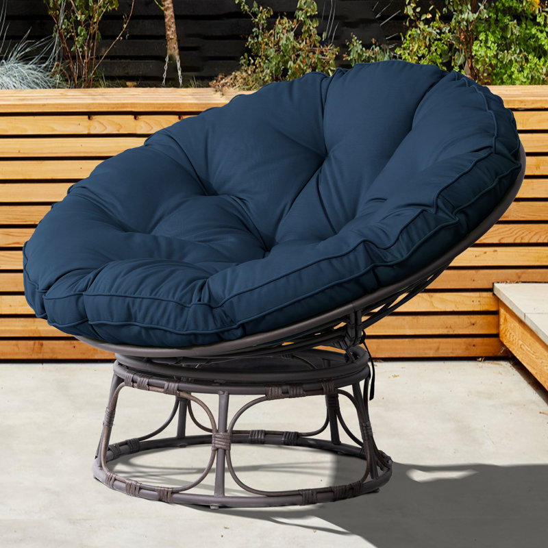 Upholstered Papasan Chair, Blue Polyester Blend