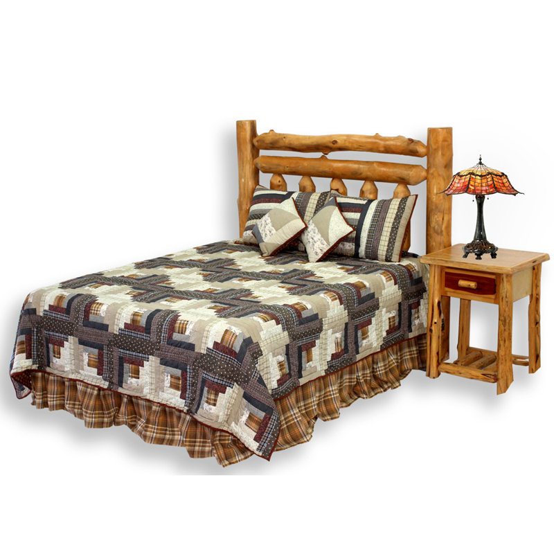 Log Cabin Rustic Cotton Patchwork Quilt, Twin