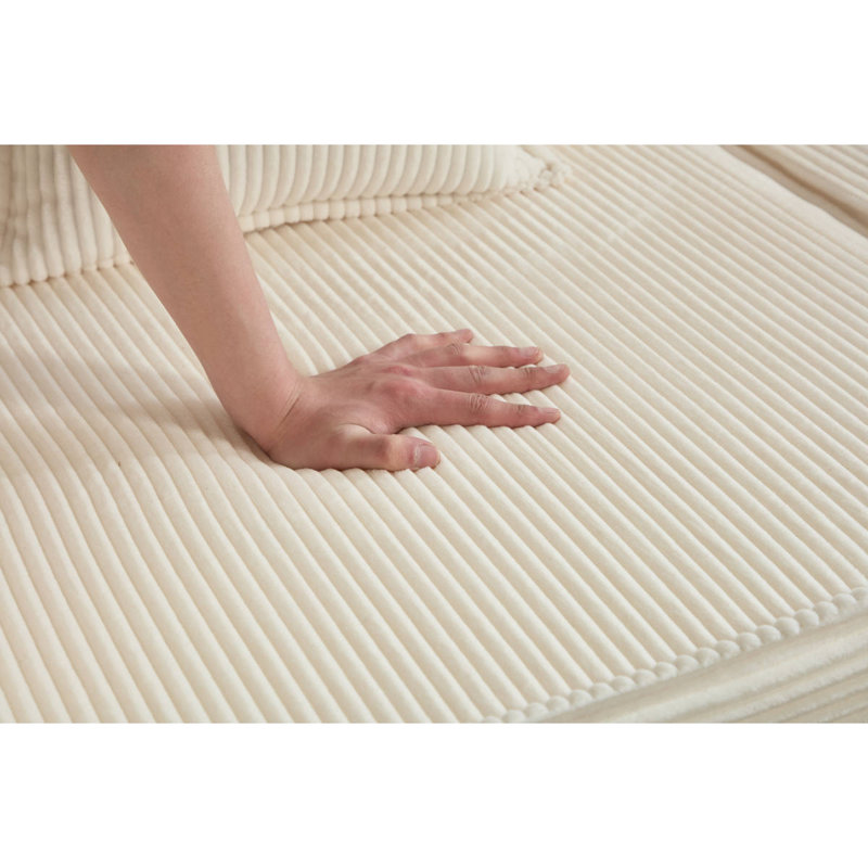 Canapé-lit de 78 po convertible, canapé modulaire en velours côtelé avec 2 coussins, canapé à plancher comprimé compact, idéal pour le salon, la chambre à coucher, un appartement, beige.