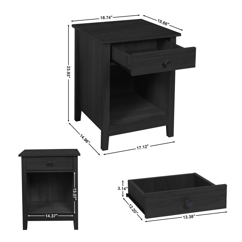 Table de bout avec rangement Dayris, Noir