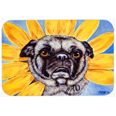 Caroline's Treasures Sunflower Pug Glass Cutting Board
