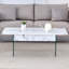 Table basse à plateau relevable multifonctionnel - motif marbre blanc