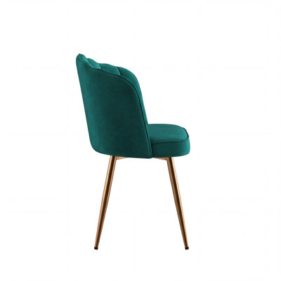 Dining Chairs Set Of 2, Upholstered Accent Side Chairs With Curved Backrest, Armless Side Chairs With Gold Metal Legs For Kitchen, Living Room, Bedroom